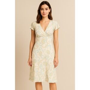 Lane Bryant Ivory Blue Paisley Floral Flounce Sleeves Midi Dress Whimsy Size 14